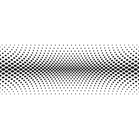 Black halftone bilinear horizontal gradient line of dots in diagonal arrangement on white background. Retro abstract vector design element.のイラスト素材