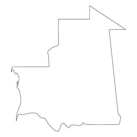 Mauritania - solid black outline border map of country area. Simple flat vector illustration.のイラスト素材