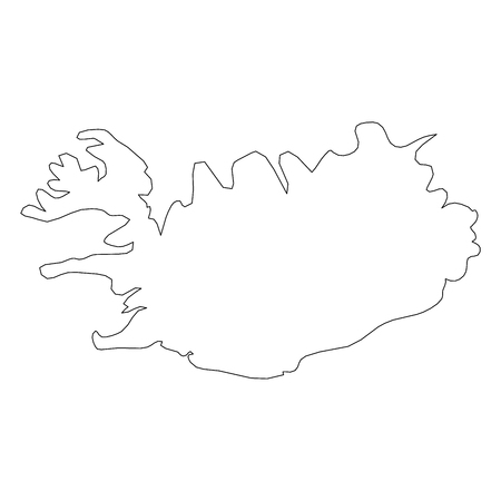 Iceland - solid black outline border map of country area. Simple flat vector illustration.のイラスト素材