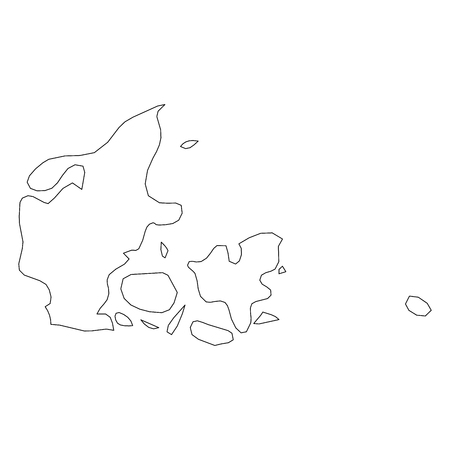 Denmark - solid black outline border map of country area. Simple flat vector illustration.のイラスト素材