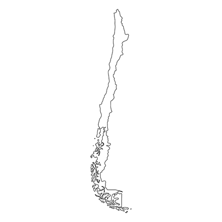 Chile - solid black outline border map of country area. Simple flat vector illustration.のイラスト素材