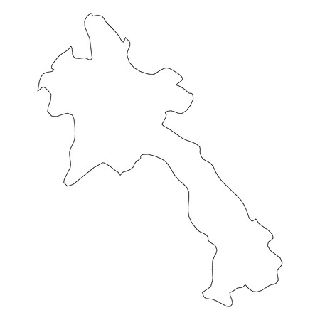 Laos - solid black outline border map of country area. Simple flat vector illustration.のイラスト素材