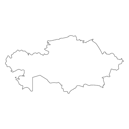 Kazakhstan - solid black outline border map of country area. Simple flat vector illustration.のイラスト素材
