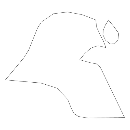 Kuwait - solid black outline border map of country area. Simple flat vector illustration.のイラスト素材