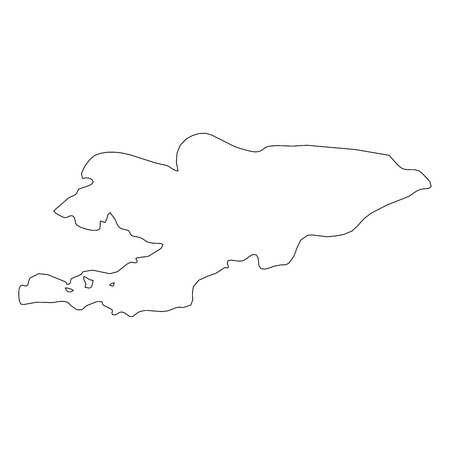 Kyrgyzstan - solid black outline border map of country area. Simple flat vector illustration.のイラスト素材