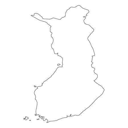 Finland - solid black outline border map of country area. Simple flat vector illustration.のイラスト素材