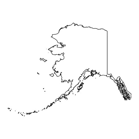 Alaska, state of USA - solid black outline map of country area. Simple flat vector illustration.のイラスト素材