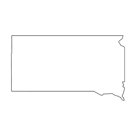 South Dakota, state of USA - solid black outline map of country area. Simple flat vector illustration.のイラスト素材