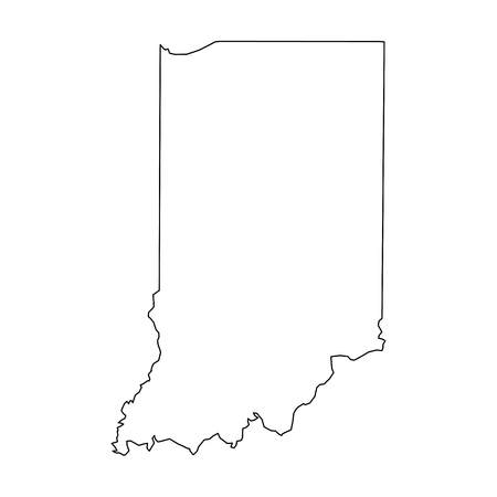 Indiana, state of USA - solid black outline map of country area. Simple flat vector illustration.のイラスト素材