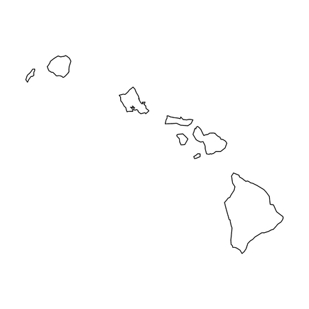 Hawaii, state of USA - solid black outline map of country area. Simple flat vector illustration.のイラスト素材