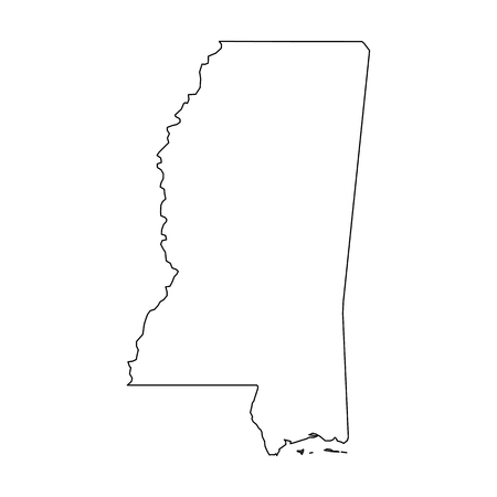 Mississippi, state of USA - solid black outline map of country area. Simple flat vector illustration.のイラスト素材