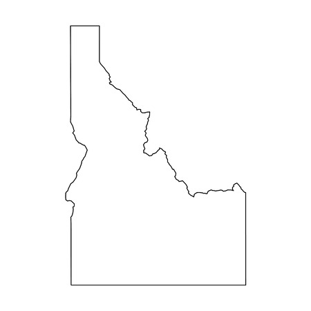 Idaho, state of USA - solid black outline map of country area. Simple flat vector illustration.のイラスト素材