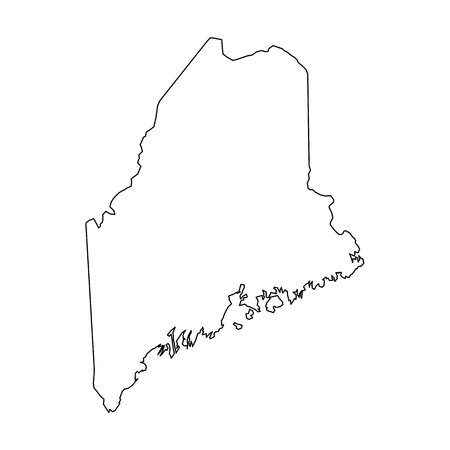 Maine, state of USA - solid black outline map of country area. Simple flat vector illustration.のイラスト素材