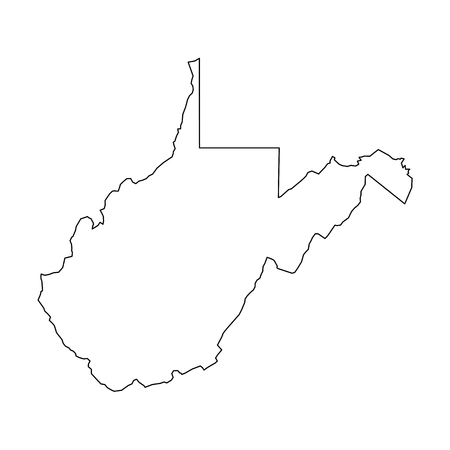 West Virginia, state of USA - solid black outline map of country area. Simple flat vector illustration.のイラスト素材