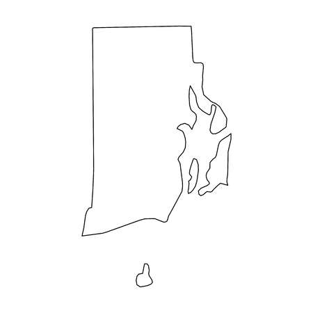 Rhode Island, state of USA - solid black outline map of country area. Simple flat vector illustration.のイラスト素材