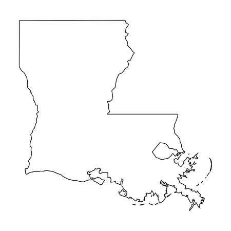 Louisiana, state of USA - solid black outline map of country area. Simple flat vector illustration.のイラスト素材