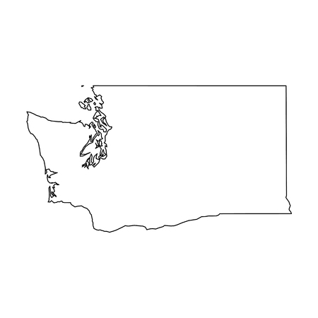 Washington, state of USA - solid black outline map of country area. Simple flat vector illustration.のイラスト素材