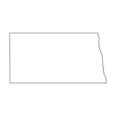 North Dakota, state of USA - solid black outline map of country area. Simple flat vector illustration.のイラスト素材