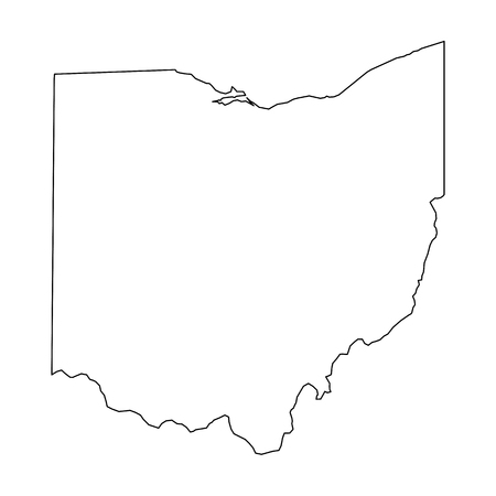 Ohio, state of USA - solid black outline map of country area. Simple flat vector illustration.のイラスト素材