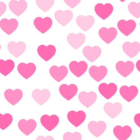 Pink hearts seamless pattern. Random scattered hearts background. Love or Valentine theme. Vector illustration.のイラスト素材