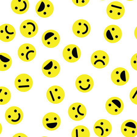 Emoji seamless pattern background. Simple yellow emoticons. Vector illustration.のイラスト素材