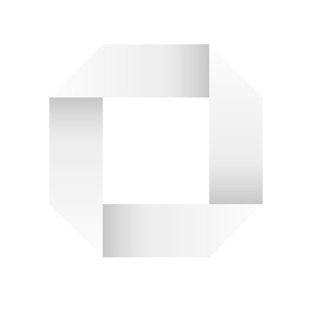 Paper white infinite ribbon loop folded in a shape of square. 3D-like vector symbol. Modern icon design.のイラスト素材