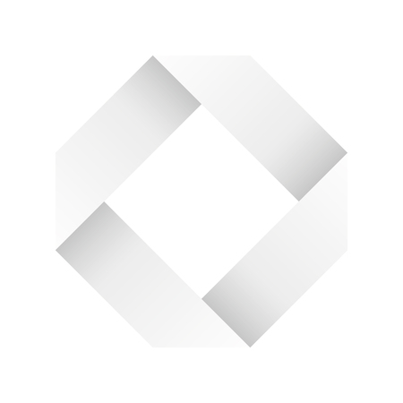 Paper white infinite ribbon loop folded in a shape of rhombus. 3D-like vector symbol. Modern icon design.のイラスト素材