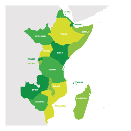 East Africa Region. Map of countries in eastern Africa. Vector illustration.のイラスト素材
