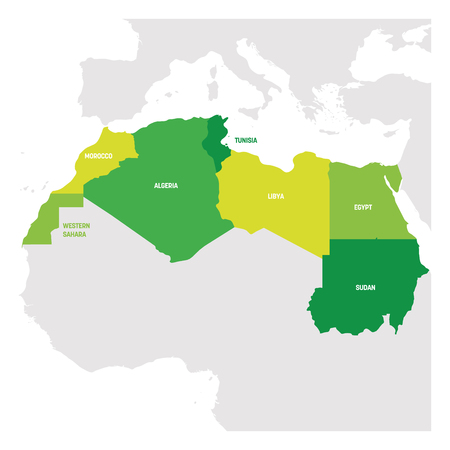 North Africa Region. Map of countries in northern Africa. Vector illustration.のイラスト素材