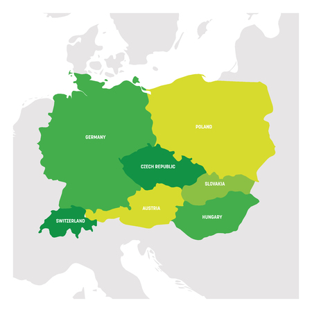Central Europe Region. Map of countries in central part of Europe. Vector illustration.のイラスト素材