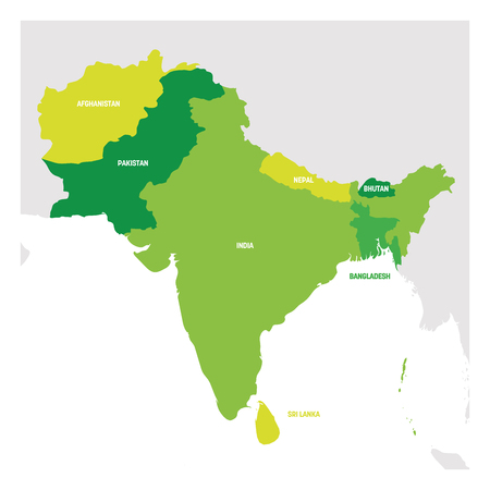 South Asia Region. Map of countries in southern Asia. Vector illustration.のイラスト素材