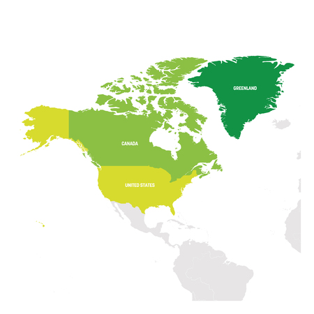 North America Region. Map of countries in northern America. Vector illustration.のイラスト素材