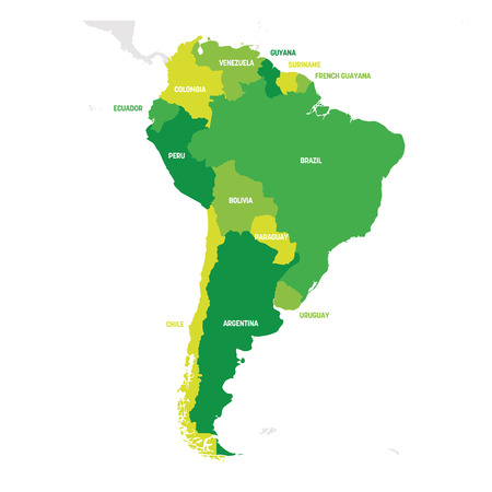 South America Region. Map of countries in southern America. Vector illustration.のイラスト素材