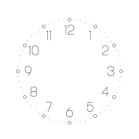 Clock face. Hour dial with numbers. Dots mark minutes and hours. Simple flat vector illustration.のイラスト素材