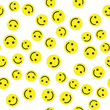 Emoji seamless pattern background. Simple smile yellow emoticons. Vector illustration.のイラスト素材