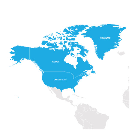 North America Region. Map of countries in northern America. Vector illustration.のイラスト素材