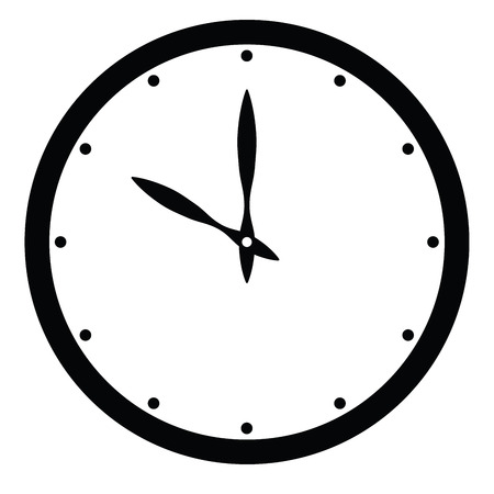 Clock face. Blank hour dial with hour and minute hand. Dots mark hours. Simple flat vector illustration.のイラスト素材