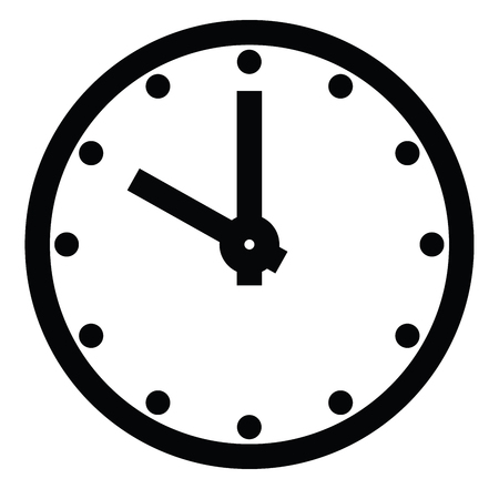 Clock face. Blank hour dial with hour and minute hand. Dots mark hours. Simple flat vector illustration.のイラスト素材