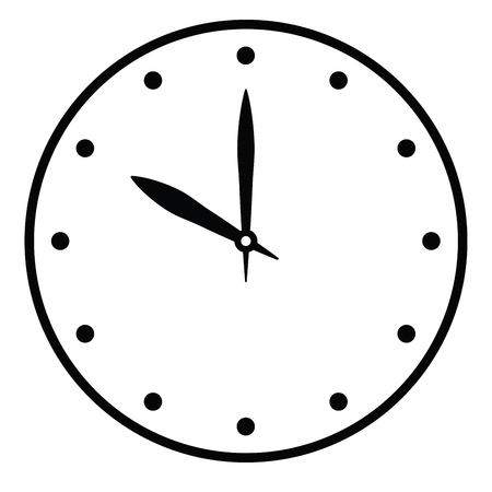 Clock face. Blank hour dial with hour and minute hand. Dots mark hours. Simple flat vector illustration.のイラスト素材
