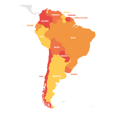 South America Region. Map of countries in southern America. Vector illustration.のイラスト素材