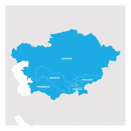 Central Asia Region. Map of countries in central part of Asia. Vector illustration.のイラスト素材
