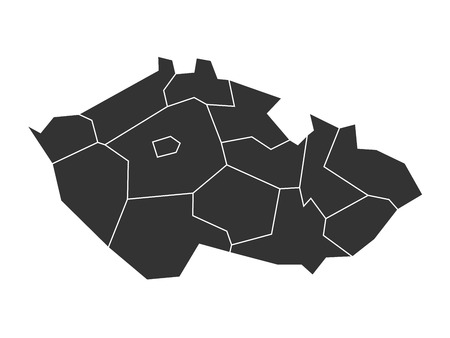 Map of Czech Republic divided into administrative regions. Blank map in grey. Vector illustration.のイラスト素材