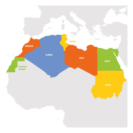 North Africa Region. Map of countries in northern Africa. Vector illustration.のイラスト素材