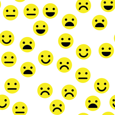 Emoji seamless pattern background. Simple yellow emoticons. Vector illustration.の写真素材