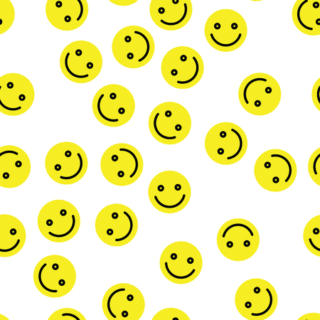 Emoji seamless pattern background. Simple smile yellow emoticons. Vector illustration.の写真素材