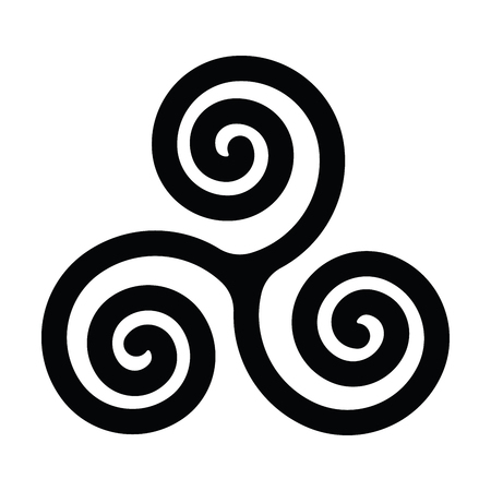 Triskelion or triskele symbol. Triple spiral - celtic sign. Simple flat black vector illustration.のイラスト素材