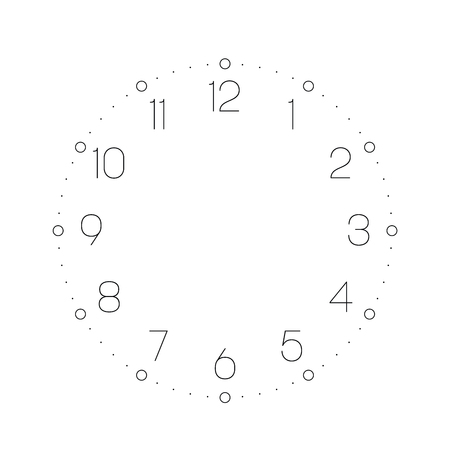 Clock face. Hour dial with numbers. Dots mark minutes and hours. Simple flat vector illustration.のイラスト素材