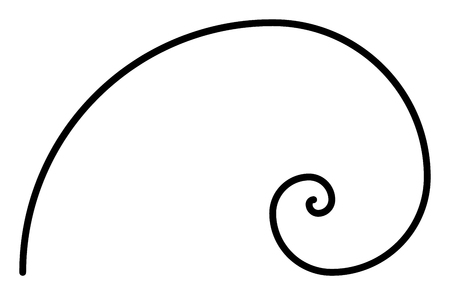 Simple Fibonacci spiral without auxiliary geometry. Simple thick black line.のイラスト素材