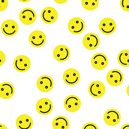 Emoji seamless pattern background. Simple smile yellow emoticons. Vector illustration.のイラスト素材
