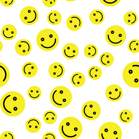 Emoji seamless pattern background. Simple smile yellow emoticons. Vector illustration.のイラスト素材